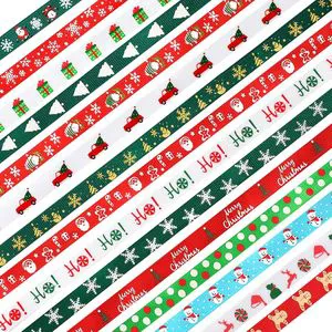 15 Yards 3/8 Inch Christmas Festival Pattern Printed Grosgrain Ribbons Christmas Ribbon for Gift Wrapping for Holiday