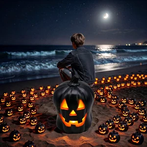 Decorative Candle Lanterns Halloween Pumpkin Lantern Light Halloween Party Decoration Indoor Outdoor Decorations Jack O Lantern