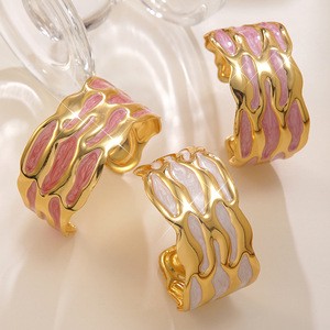 Fashionable Ladies' Oil-dripping Stainless Steel Open Bracelet, Versatile Stainless Steel Bracelet Factory Wholesale