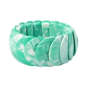 High Quality Trendy Turquoise Resin Bracelet Fancy Design Elastic Stretchy Unisex Jewelry Gift Fashion Stylish Party with Woman