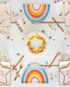 Custom Wholesale Child rainbow Birthday Party Ice Cream Theme Decorations Event Party Supplies Tableware Set