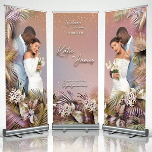 Integrated Roll up Wedding Banner Stand Custom 1 Piece Happy Birthday X Stand Banner with Hanging Holes