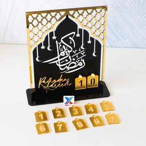 Acrylic Arabic Ornament Countdown Calendar for Home Decor for Muslim's Ramadan Mubarak Party Supplies