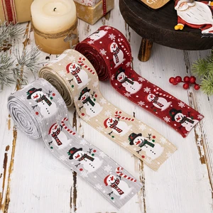 HB-389 Printed 5 Yards Christmas Wired Ribbon for Wreaths Bows Christmas Decor DIY Crafts