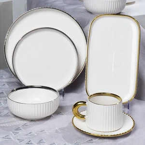 High Quality Royal Restaurant Party Ceramic Tableware Set Table Decorations Hot Sale Coffee&Tea Set Ceramic Cup and Saucer