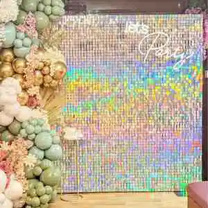 Square Sequin Shimmer Wall Backdrop 18/36 Panels for Birthday Wedding Graduation Parties; for Thanksgiving Halloween Decor