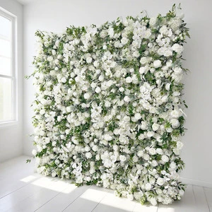 Wholesale Custom Green and White Wall Wedding Supplies Decoration Rose Backdrop Silk Artificial Decorative Flower Wall