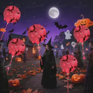 Transparent Glossy Bobo Balloon Bat Sticker Halloween Set for Halloween Day of the Dead Unisex Decoration