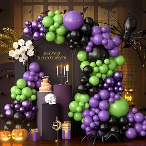 116Pcs Halloween Theme Balloon Garland Kit Black Purple Latex Reusable Balloons Accessories Set Halloween Decoration Supplies