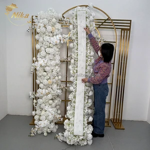 NIKA Wedding Table Centerpiece Decoration Artificial Silk White Rose Long Flower Runner With Orchid