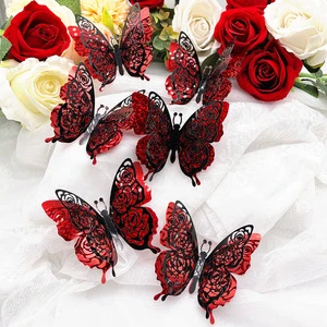 New Valentine's Day Decoration Butterfly Wedding Rose Wall Windows Decoration 3D Butterfly