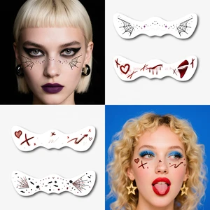 Waterproof Non Toxic Skin Safe New Arrivals Halloween Prank Makeup Temporary Tattoo Cool Dark Bat Scars Halloween Face Tattoo