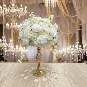 Artificial Wedding Table Floral Arrangements White Blue Rose Decoration Flower Ball Wedding Centerpieces for Hotel Decoration