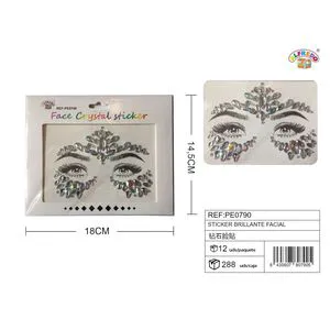 Pink 6mm 10.5x20cm Glitter Face Stickers Cartoon PVC Paper Resin and PET Style for Decorative Purpose Model 8435607807905