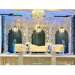 Modern Style Wholesale Wedding Stage Metal Acrylic Panels Decor Fancy Metal Arches Wedding Stage Setup