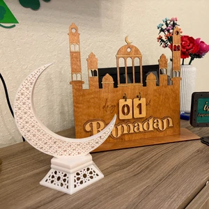 Eid Mubarak Crescent Moon Islamic Plastic Decor Home & Office Desk Ornament Creative Promotional Gift Supplies