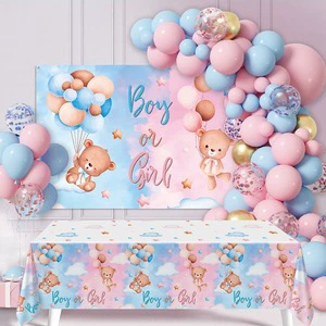 Pink Blue Balloon Garland Kits Backdrop Disposable Tablecloth Set Baby Shower Decoration Kits Gender Reveal Party Supplies