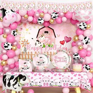 Party Decorations Birthday Party Supplies for Farm Themed Backdrop Balloon Garland Banner Disposable Tablecloth Set Tableware