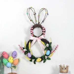 Trending Easter Bunny Wreaths and Flower Garlands Home Decor Easter Egg Wall Hanging Party Decorations for the Easter Holiday