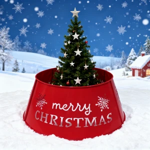 Eco-Friendly Durable Iron Christmas Tree Stand Base Cover & Rings Wreath High Quality Indoor/Outdoor Decor