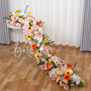 V56 Wedding Supplier Artificial Flower Rows Table Flower Centerpieces Flower Runner for Event Ceremony Party Wedding Decorations
