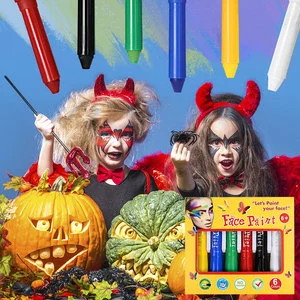 Halloween Popular Face & Body Painting Set 6 Regular Colours Professional Makeup Face Paint Crayon Safe for Skin