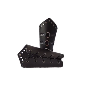 Punk Unisex Wax Rope Braided Gauntlet Wristband Wide Bracer Arm Armor Faux Leather Cuff Bracelet