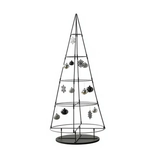 Black Metal Frame Durable High Quality Christmas Tree Stand Tiered Hanging Tree Display Stand for Home Hotel Farmhouse Decor