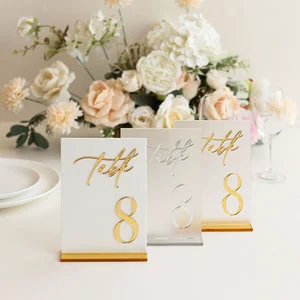 Customized Luxury Wedding Dining Table Sequence Number Plate 3D Laser Engraving Acrylic for Wedding Banquet Number Tags
