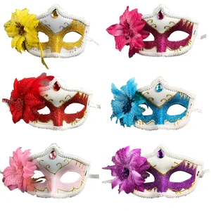 Half Face Glitter Mask Crystal Decor Venetian Theme Party Mask For Carnival Wedding Christmas Costume