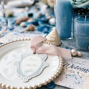 Custom European Style Banquet Guest Name Cards Wedding Seat Place Cards Dinner Plate Name Cards & Birthday Greeting Keepsakes