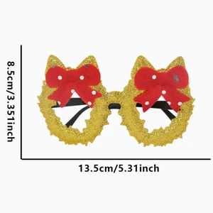 Gold Bowknot Style Birthday Party Decor Kit Novelty Christmas Themed Decorative Eyeglasses Xmas Party Cosplay Costume Accessory