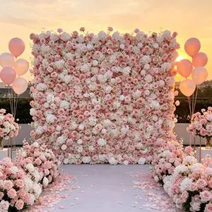 Artificial Flower Backdrop Wall Wholesale 8ft Wedding Flower Background Popular Photo Spot Hotels 5D Flower Wall