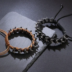New in Stock Hot-selling Personalized Punk Dark Alloy Dragon Bone Unisex Braided Bangles with Adjustable Size