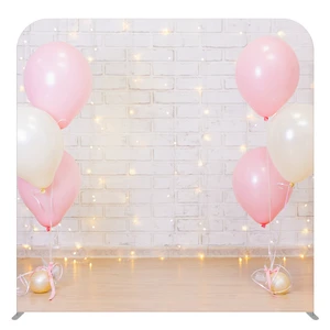 Custom Printed 8x8ft pink Balloon Pillowcase Tension Fabric Wall Display Stand Cover Photo Props Booth Backdrop