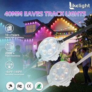 Permanent Outdoor LED Eaves Lighting with Customizable Light Track for Year-Round Home and Commercial Decoration