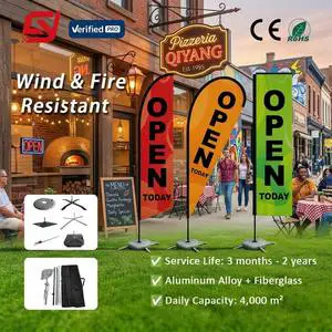 Custom 8.5ft Teardrop Concave Flying Banners Stand Display Feather Flag Teardrop Flag Banners For Outdoor Open Advertising