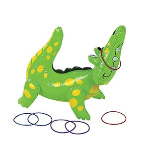 Inflatable Alligator Ring Toss Game Durable Vinyl 22 Inch Gator Toss Toy for Kids Carnival and Pool Party Entertainment