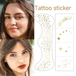 Gold Foil Paper Patches Party Waterproof Women Girl Face Sparkle Metallic Temporary Glitter Freckles Tattoo Stickers