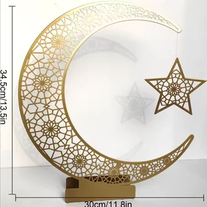 Most Selling Iron Metal Ramadan Supplies Eid Decoration Ornaments With Stand New Arrival Amazing Quality