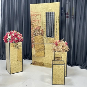 New Style Modern Party Event Gold Metal Background Frame Wedding Decoration Stand Metal Backdrop With Accessories