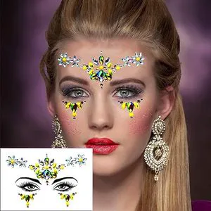 Factory Price Face Sticker Newest Beauty Festival Face Gem Forehead Tattoo Sticker Rhinestone Party Decor Gem Eye Sticker