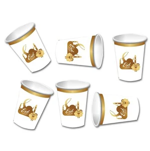 Gold Stamping Ramadan Kareem Disposable Tableware Muslim Party Supplies Eid Al Adha Traditional Muslim Sheep Plate Cups