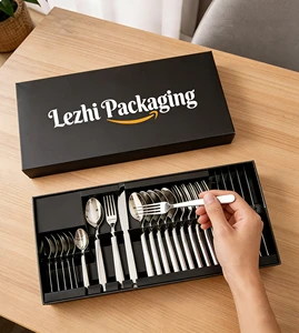 Customized Stylish Stainless Steel Family Party Tableware Set 2-Piece Set in Paper Packaging Box With Lining