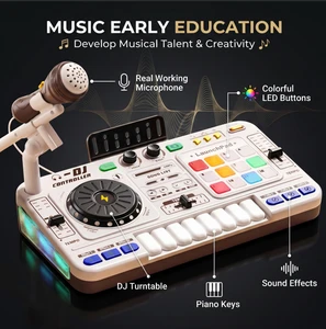 新奇派对礼品玩具 流行乐器 电池供电的 DJ 混音器控制器玩具钢琴带麦克风