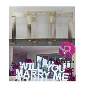 Event Party Supplies Stage Wedding Decoration Back Drops Gold Stainless Steel Frame Flower Backdrop Stand Wedding Arch