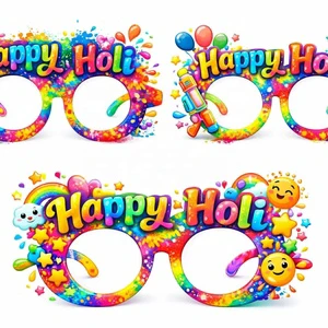 Vibrant Holi Spectacle Trio of Celebratory Festive Eyewear Designs for the Festival of Colors Happy Holi themed glasses