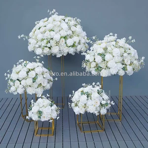 Luxury-Style White Silk Artificial Flower Ball High Quality Durable Wedding Table Decoration Stage Centerpiece Cost-Effective