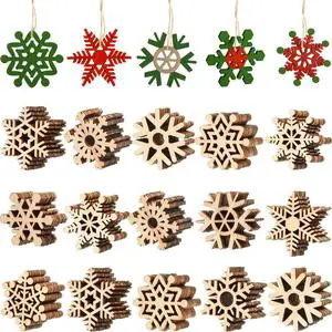 3.5 Inch Unfinished Wood Snowflake Cutouts for DIY Hanging Ornaments Wooden Crafts to Paint-Christmas Holiday Supplies