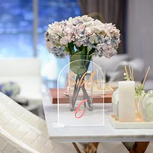 Factory Wholesale Customizable Acrylic Transparent Semi-Circular Number Seat Tags Wedding Table Decorations Display Racks